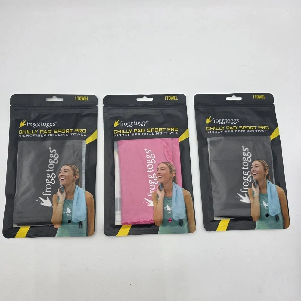 Lot of 3 Frogg Toggs  Chilly Pad Sport Pro Microfiber Cooling‎ Towel Black Pink